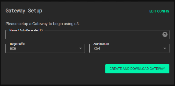 Screenshot of the our gateway configuration.