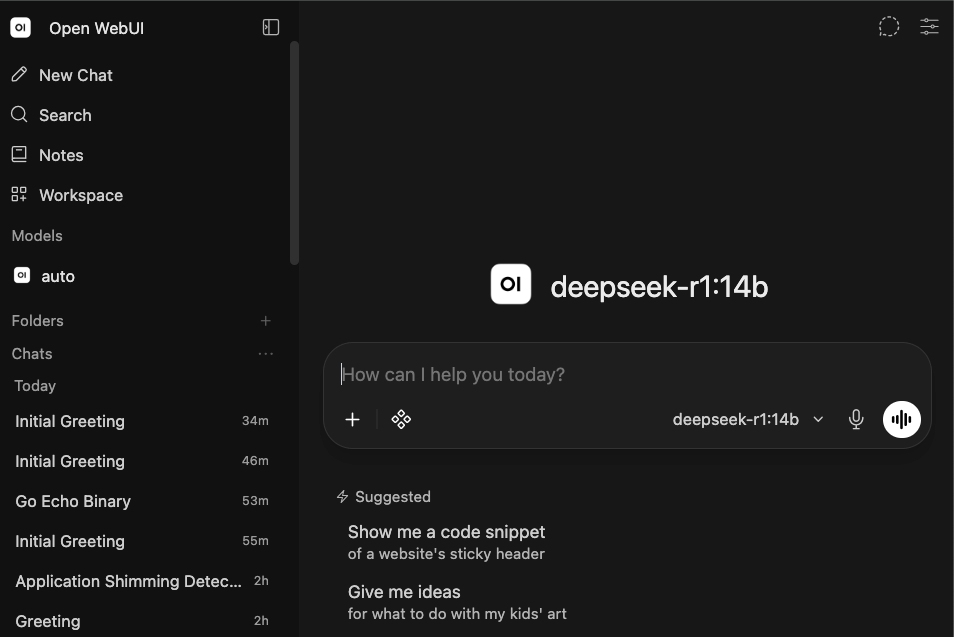 OpenWebUI after first login